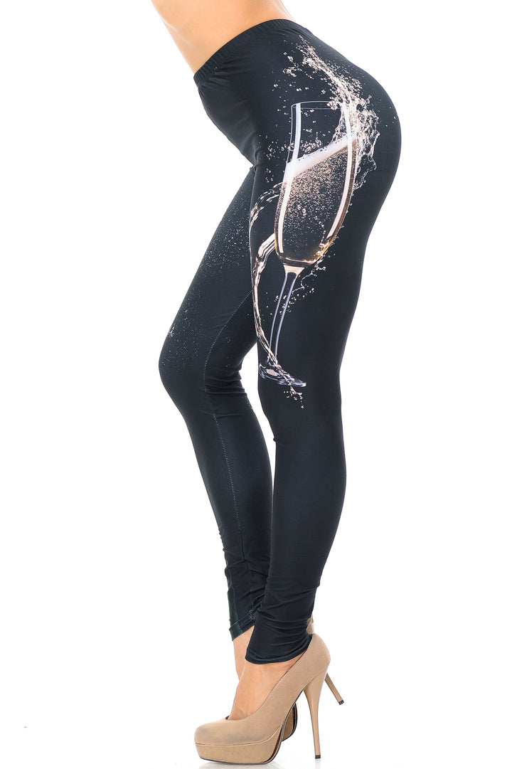 Wholesale Creamy Soft Pop the Champagne Plus Size Leggings - USA Fashion