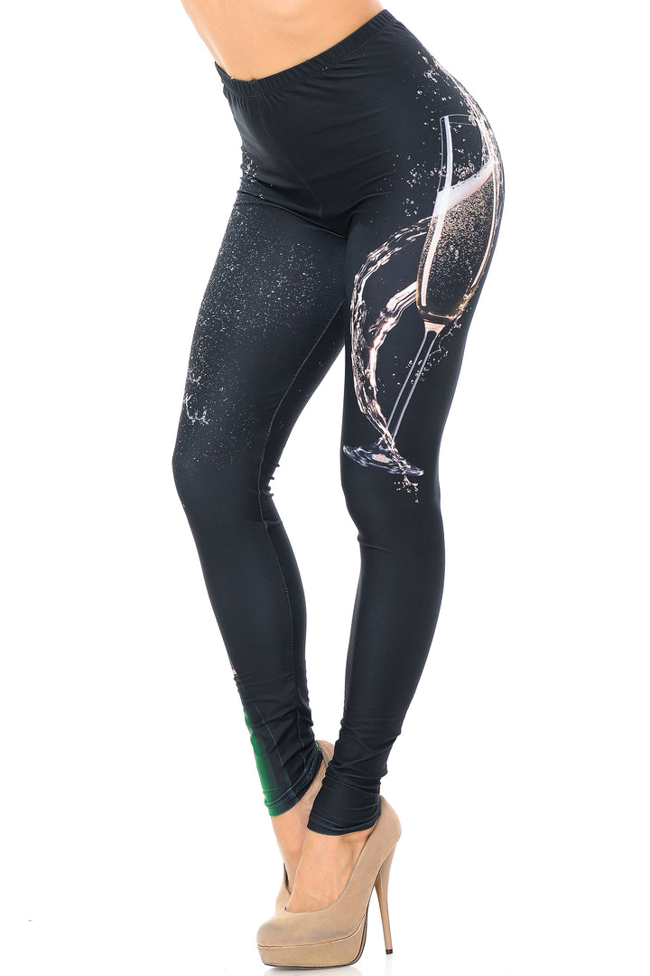 Wholesale Creamy Soft Pop the Champagne Plus Size Leggings - USA Fashion