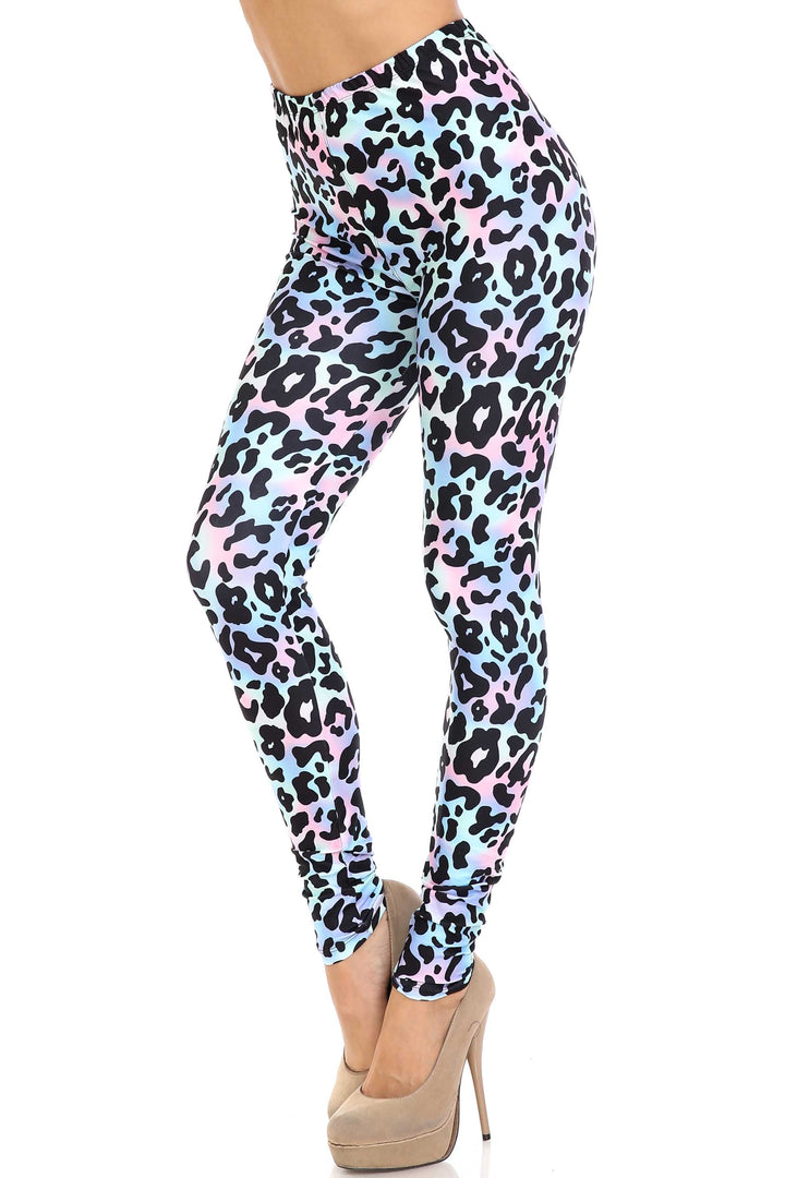 Wholesale Creamy Soft Chromatic Leopard Plus Size Leggings - By USA Fashion