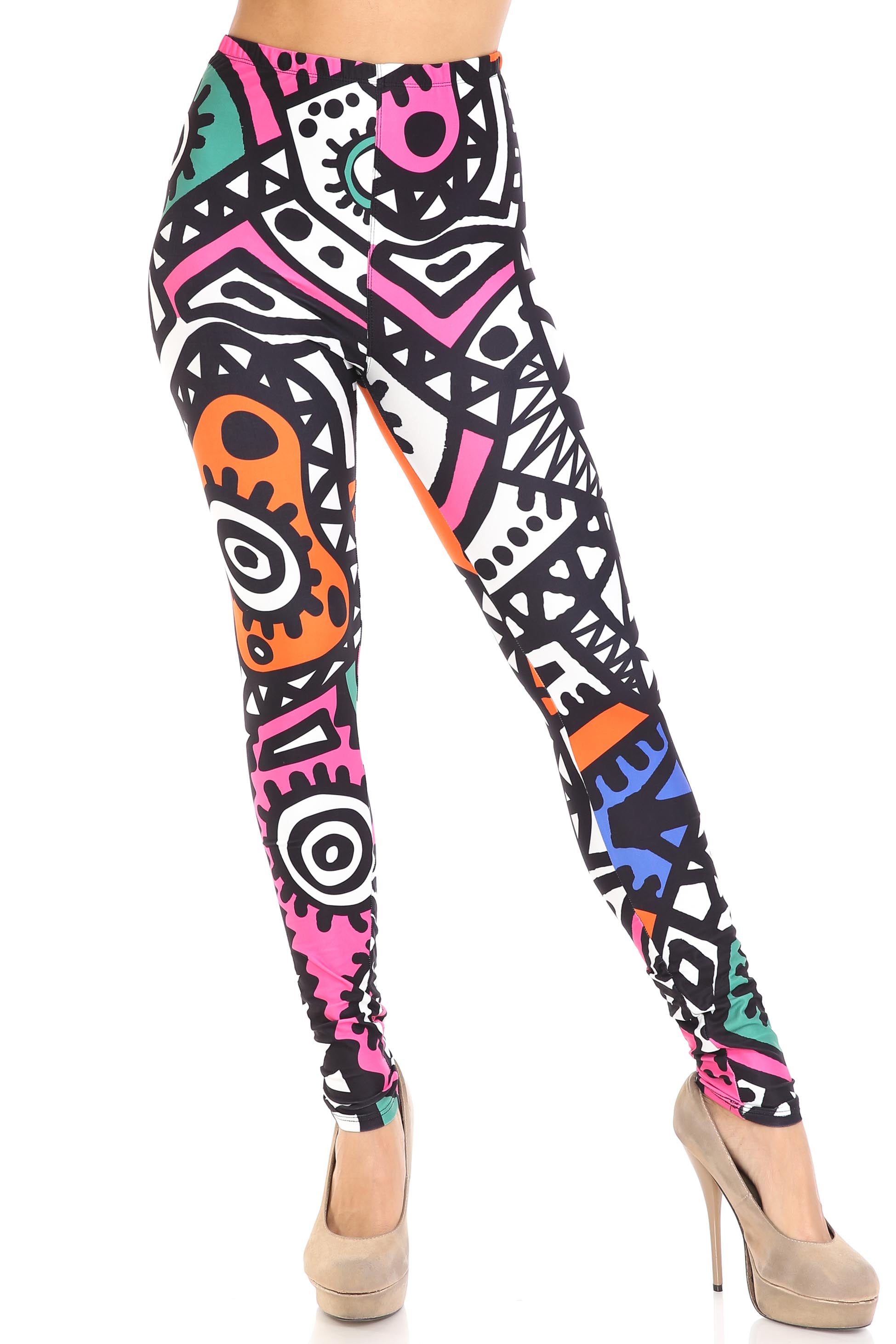 Wholesale Creamy Soft Color Tribe Plus Size Leggings - By USA Fashion