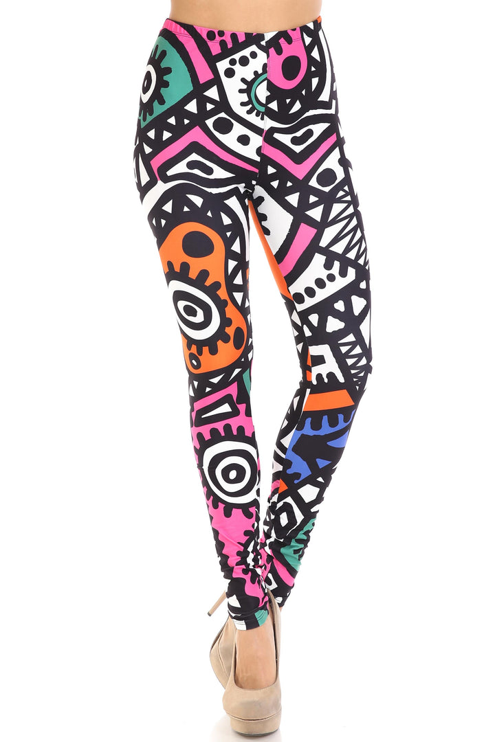 Wholesale Creamy Soft Color Tribe Plus Size Leggings - By USA Fashion