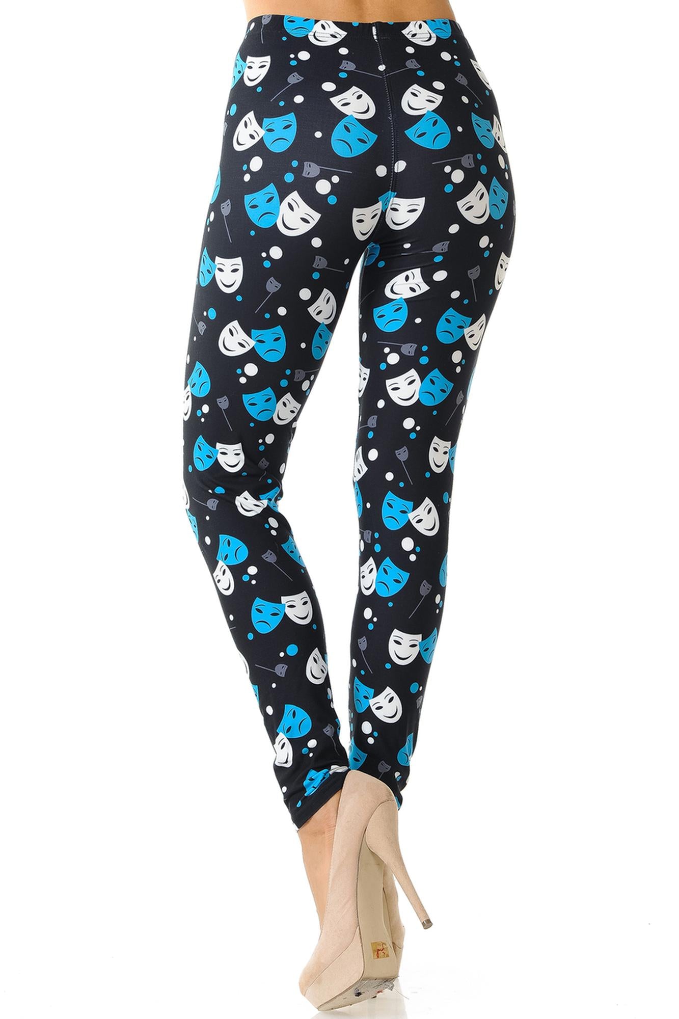 Wholesale Creamy Soft Comedy Tragedy Mask Plus Size Leggings