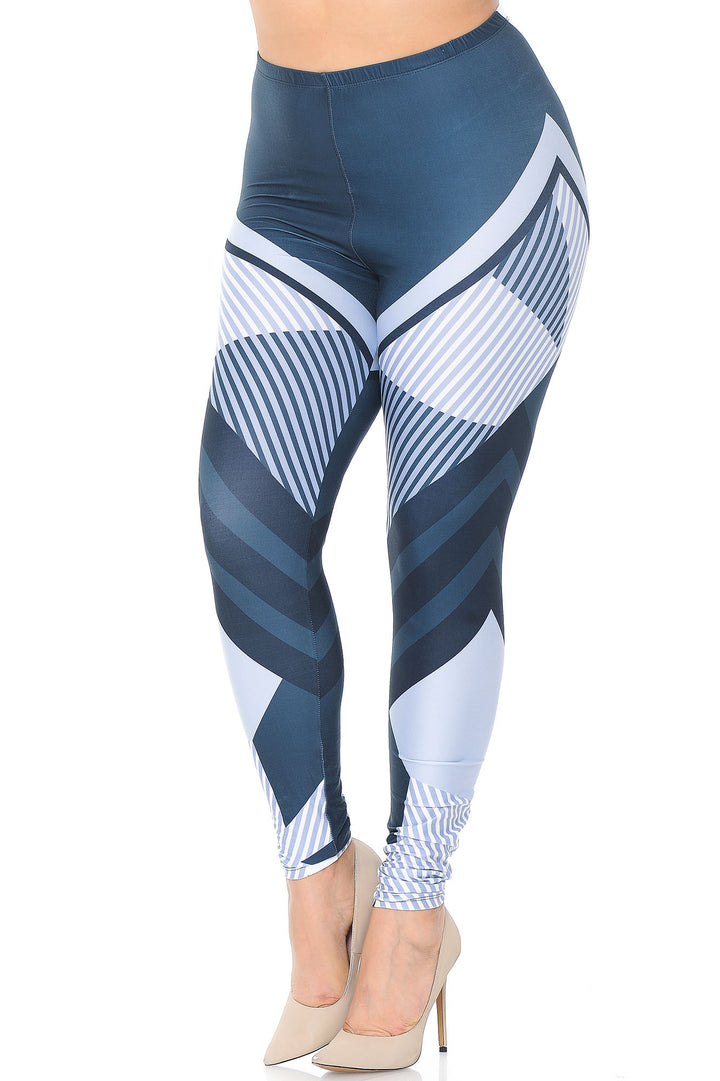 Wholesale Creamy Soft Contour Angles Plus Size Leggings - USA Fashion