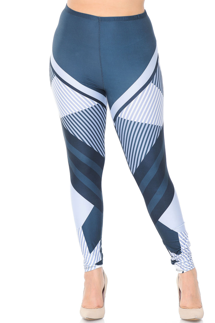 Wholesale Creamy Soft Contour Angles Plus Size Leggings - USA Fashion