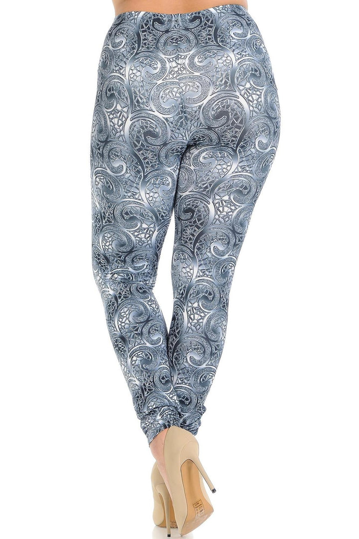 Wholesale Creamy Soft Swirling Crystal Glass Plus Size Leggings - USA Fashion