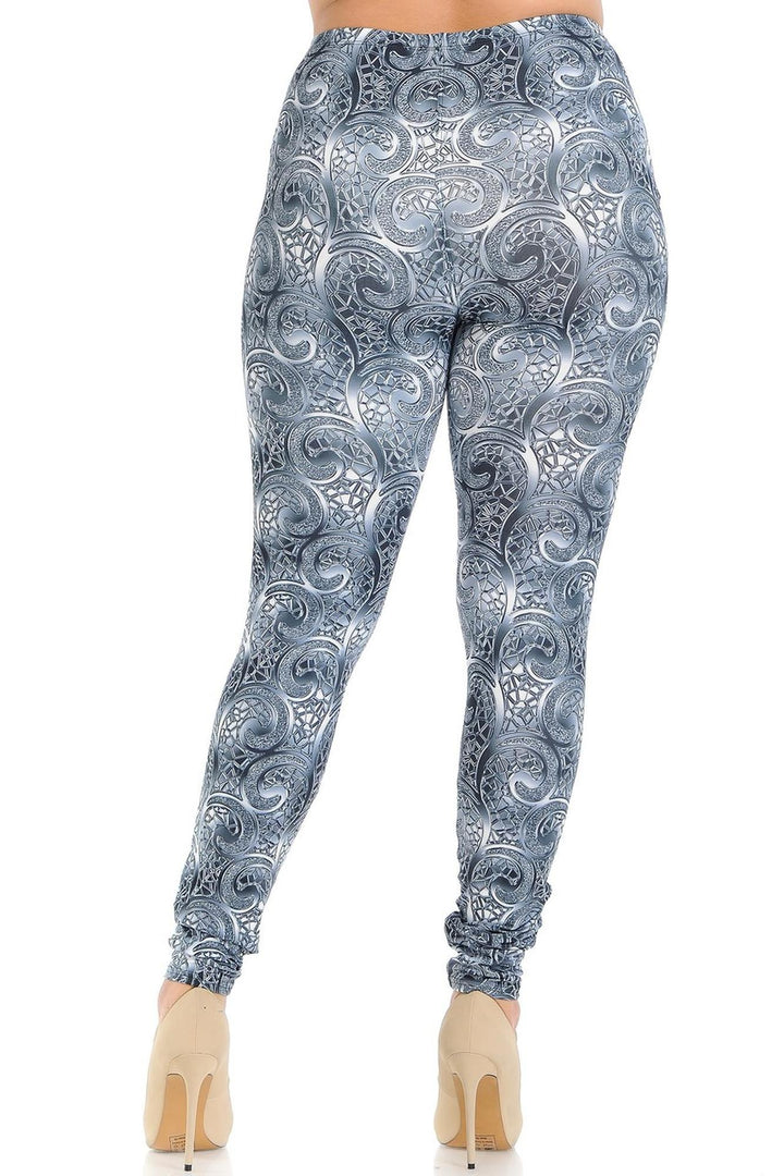 Wholesale Creamy Soft Swirling Crystal Glass Plus Size Leggings - USA Fashion