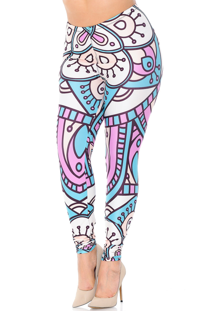 Wholesale Creamy Soft Cute Mandala Plus Size Leggings - USA Fashion