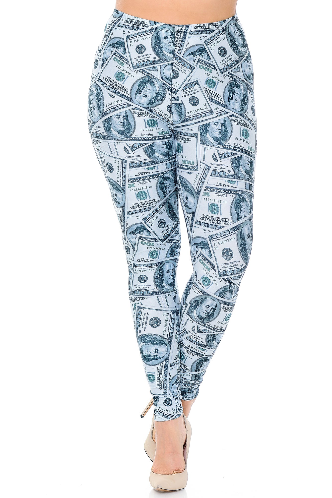 Wholesale Creamy Soft Raining Money Plus Size Leggings - USA Fashion