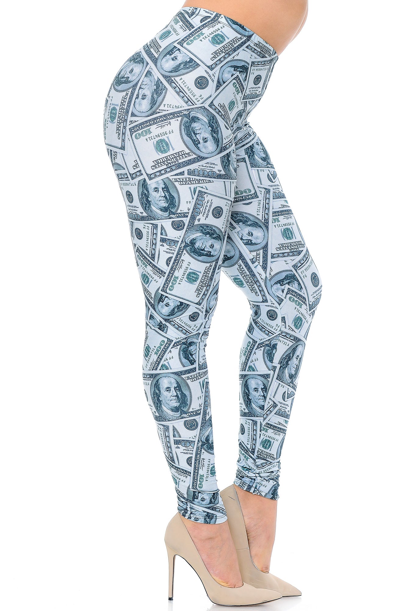 Wholesale Creamy Soft Raining Money Plus Size Leggings - USA Fashion