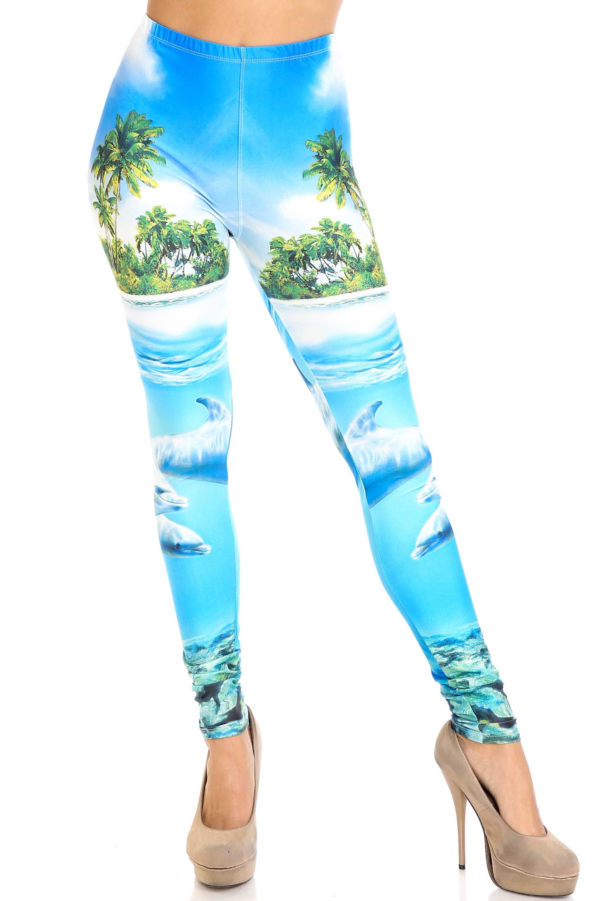 Wholesale Creamy Soft Dolphin Paradise Plus Size Leggings - By USA Fashion