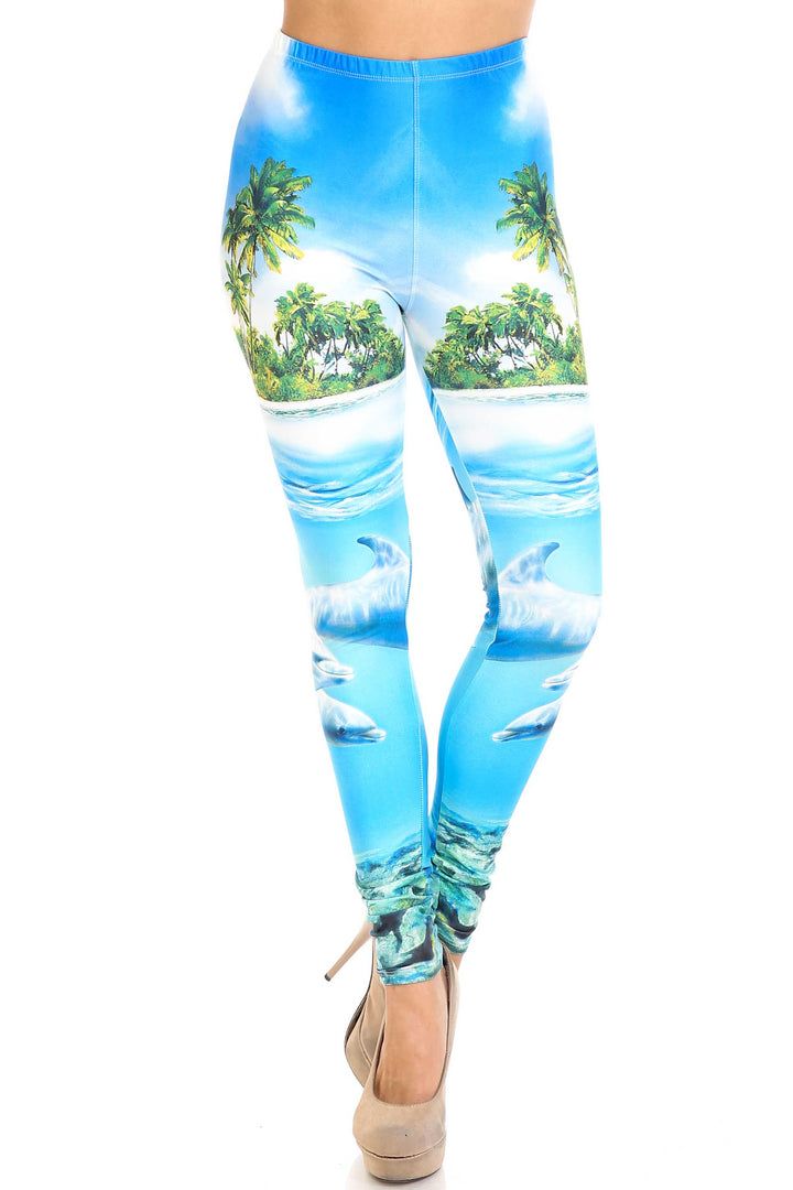 Wholesale Creamy Soft Dolphin Paradise Plus Size Leggings - By USA Fashion