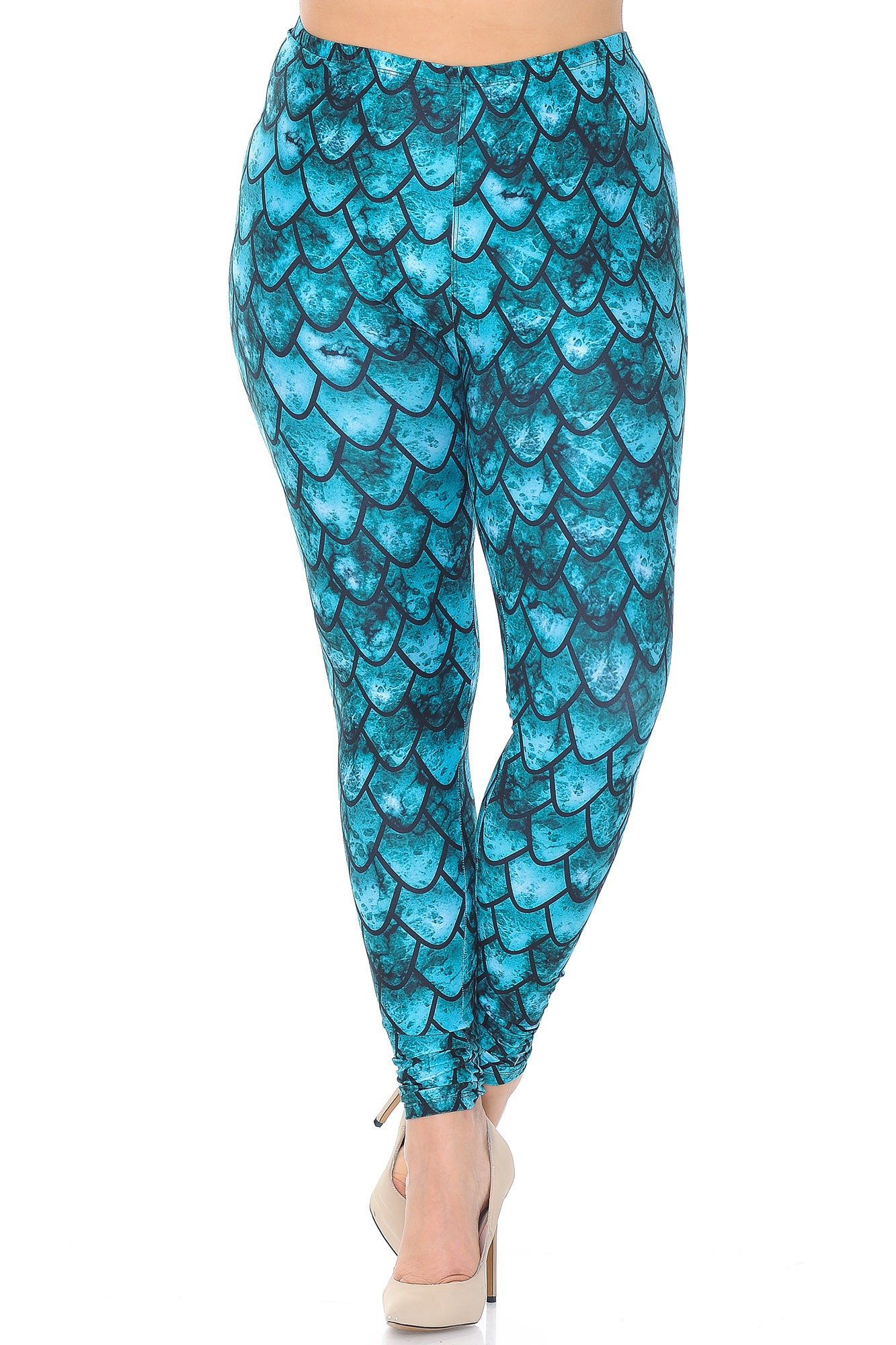 Wholesale Creamy Soft Green Dragon Plus Size Leggings - USA Fashion