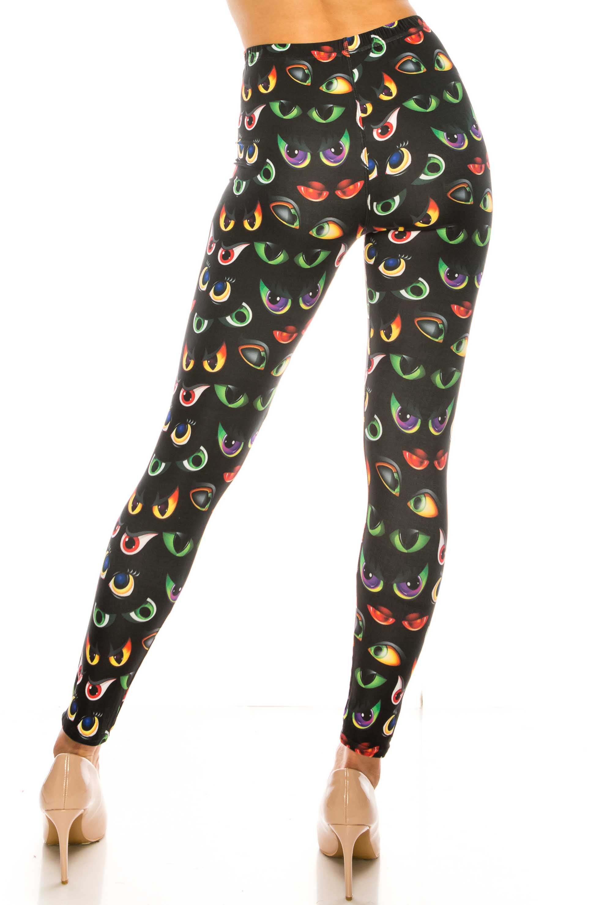 Wholesale Creamy Soft Evil Cartoon Eyes Plus Size Leggings - USA Fashion