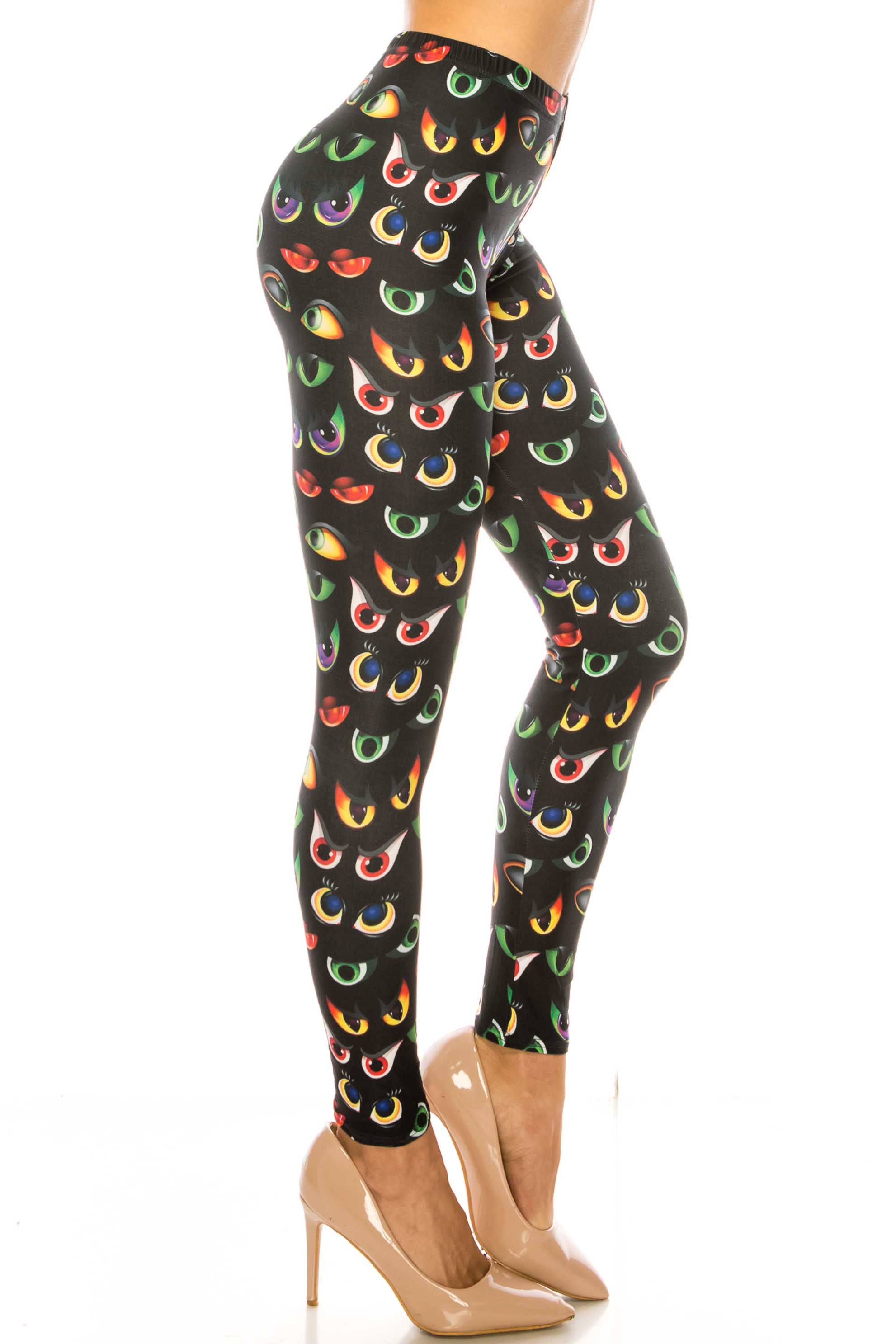 Wholesale Creamy Soft Evil Cartoon Eyes Plus Size Leggings - USA Fashion