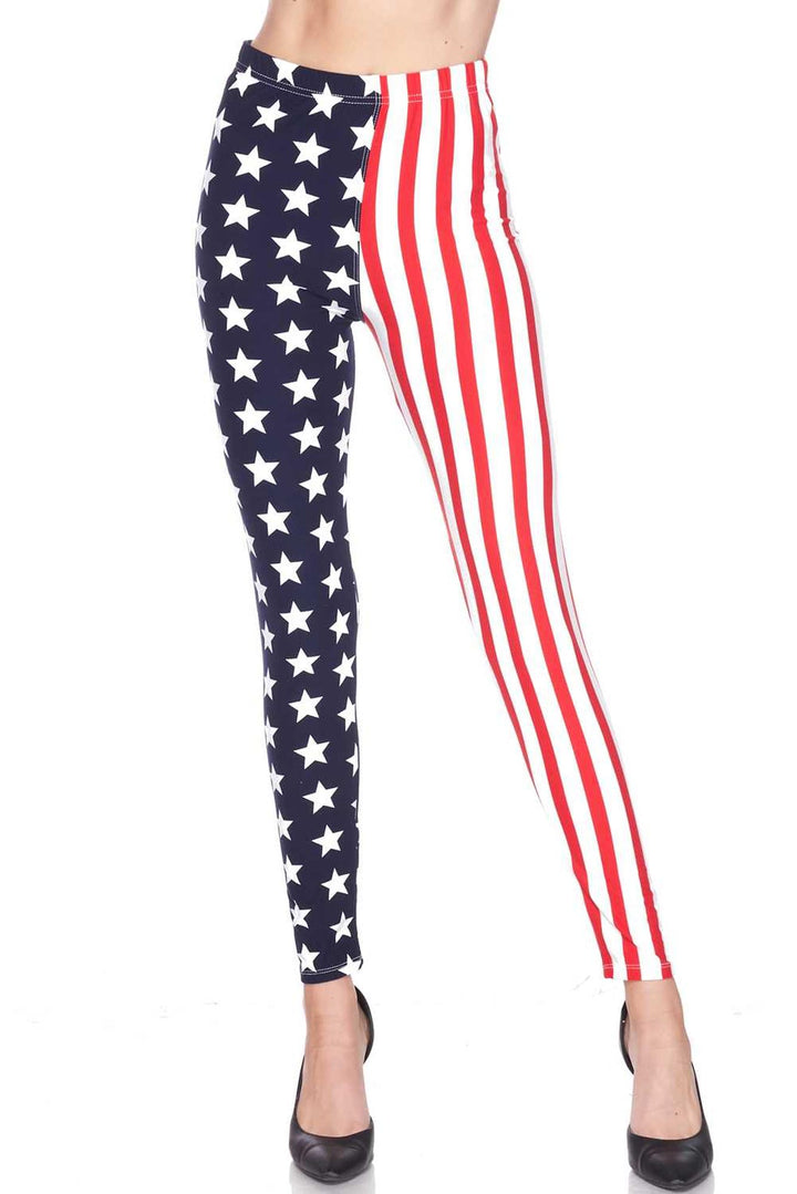 Wholesale Buttery Smooth USA Flag Plus Size Leggings
