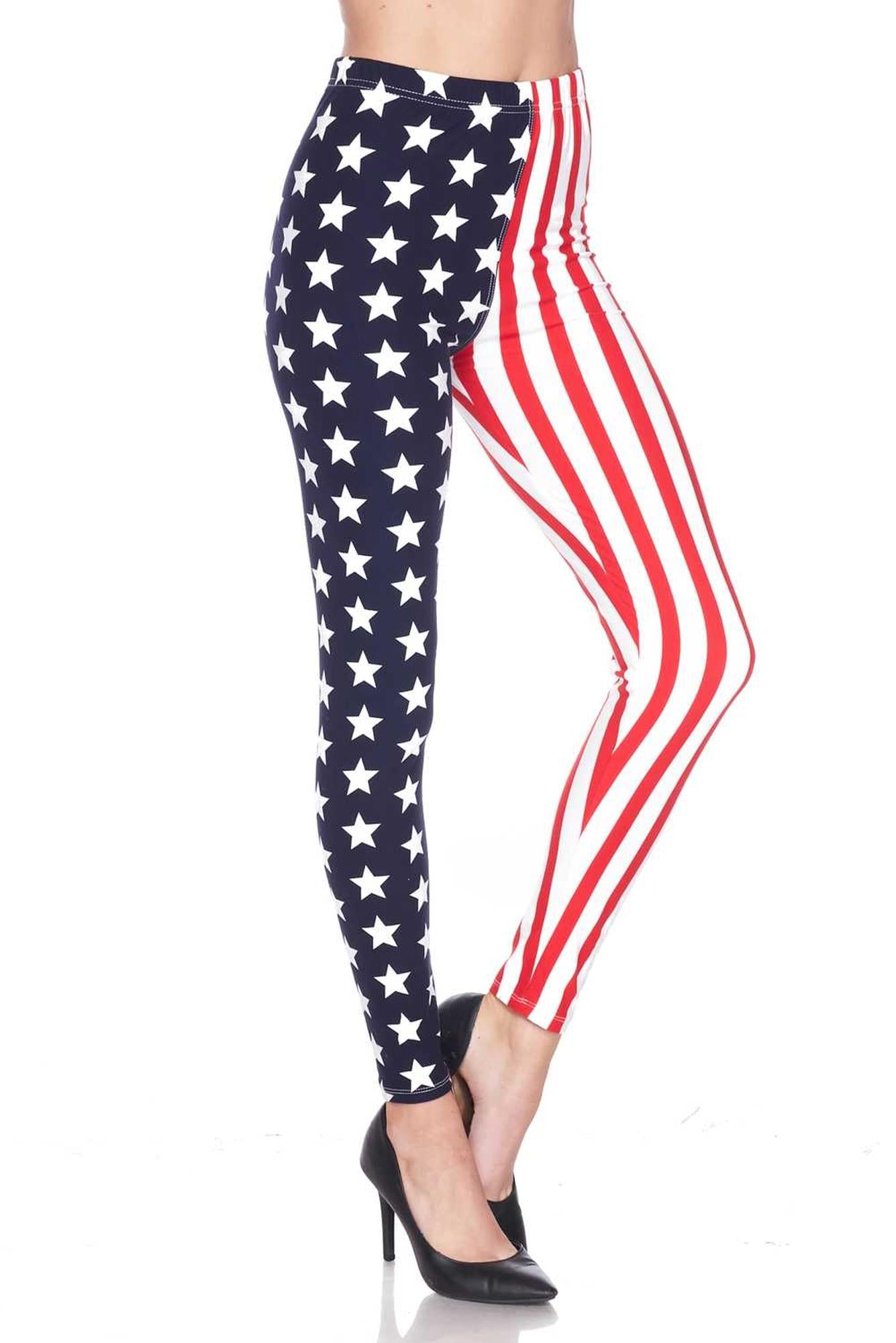 Wholesale Buttery Smooth USA Flag Plus Size Leggings