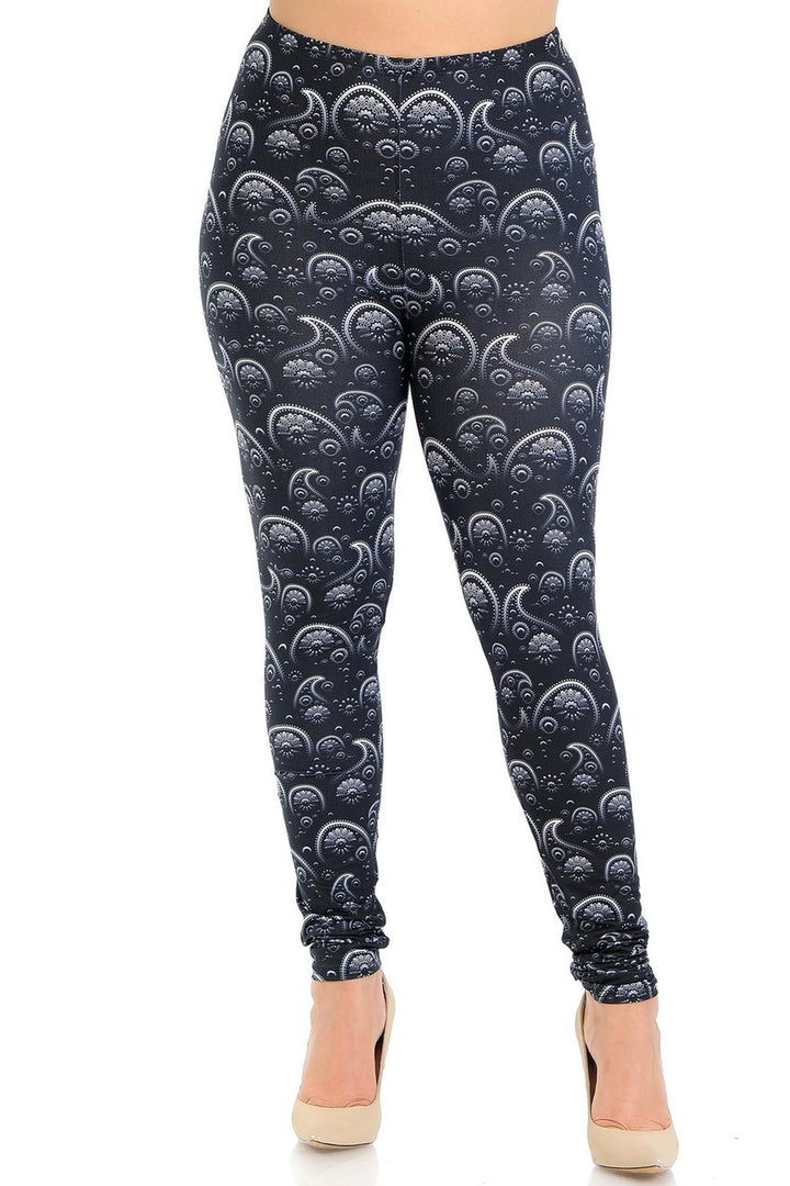 Wholesale Creamy Soft Fading Paisley Plus Size Leggings - Signature Collection