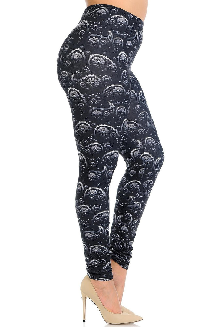 Wholesale Creamy Soft Fading Paisley Plus Size Leggings - Signature Collection