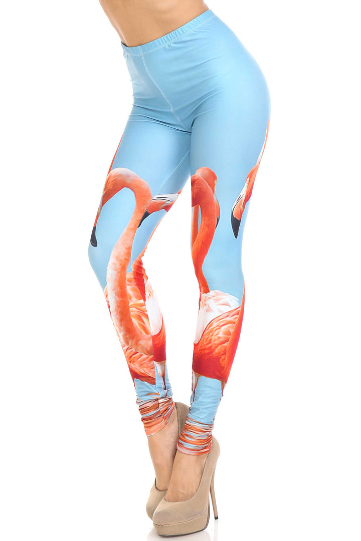 Wholesale Creamy Soft Flamingo Plus Size Leggings - USA Fashion