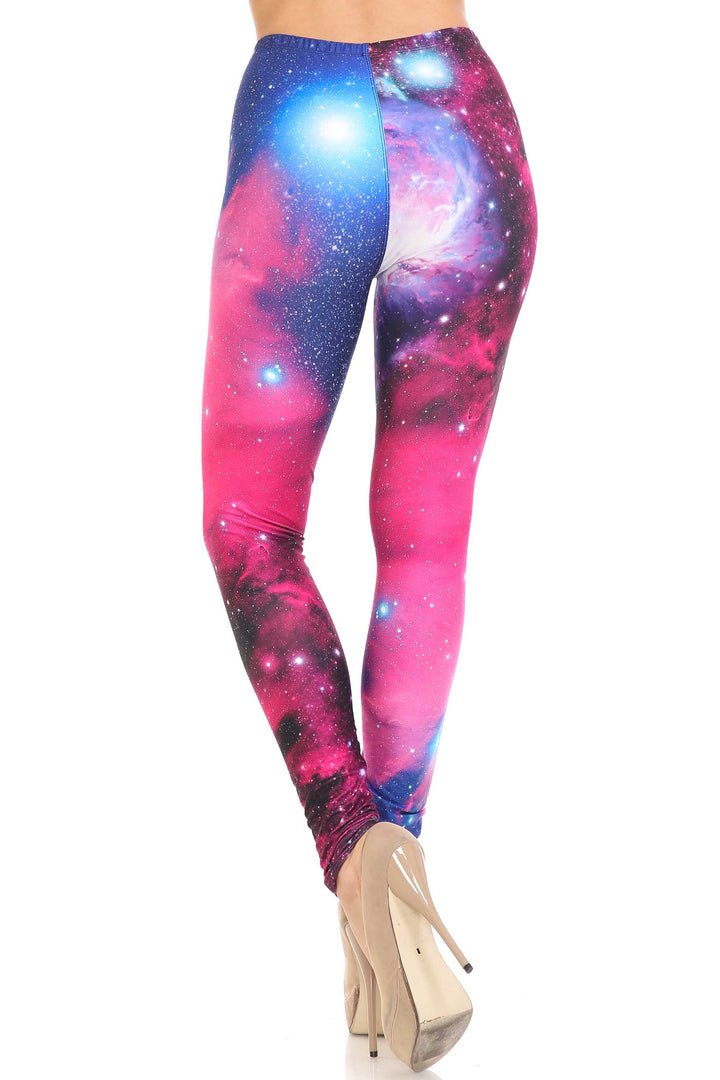 Wholesale Creamy Soft Fuchsia Galaxy Plus Size Leggings - USA Fashion