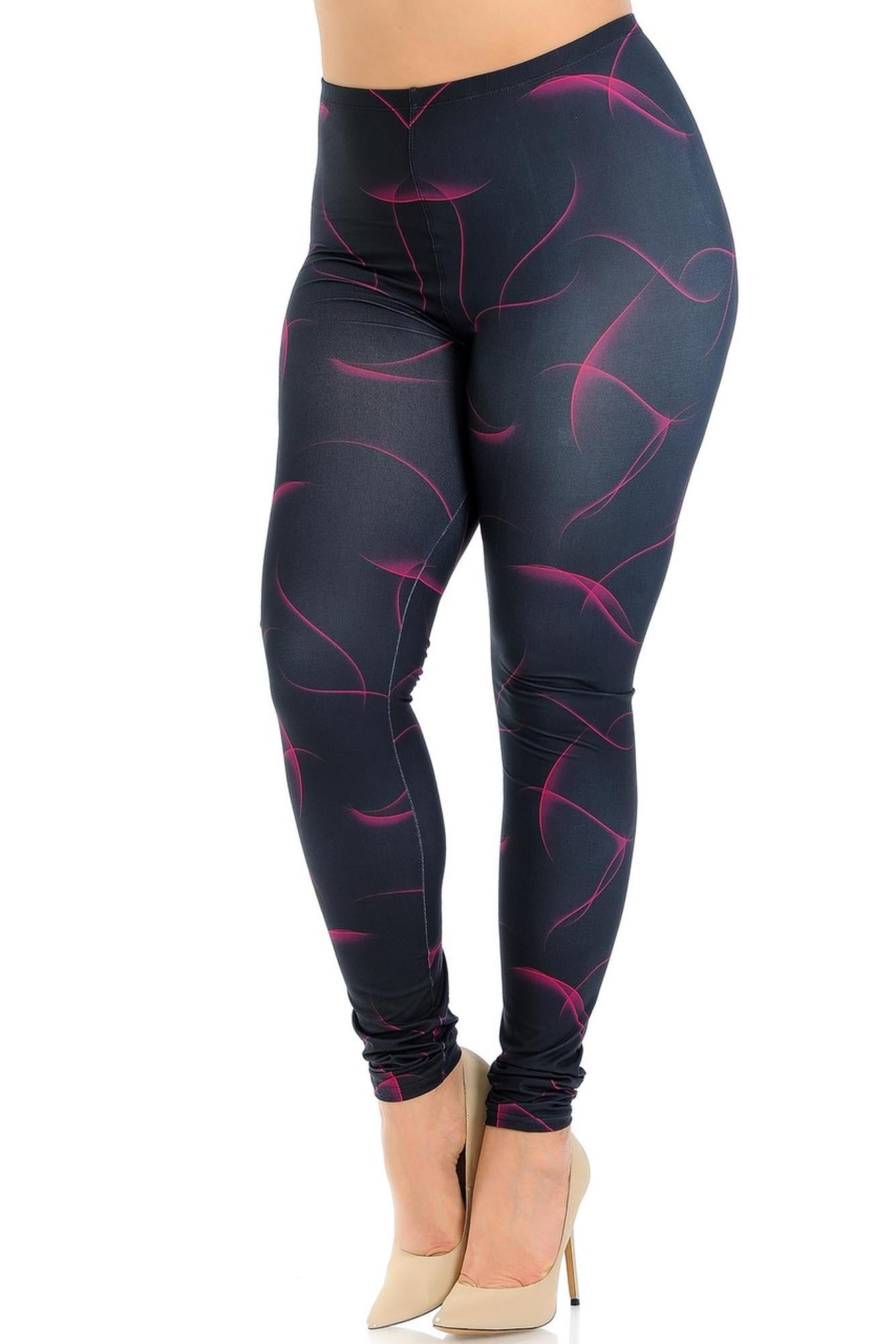 Wholesale Creamy Soft Fuchsia Mist Plus Size Leggings - USA Fashion