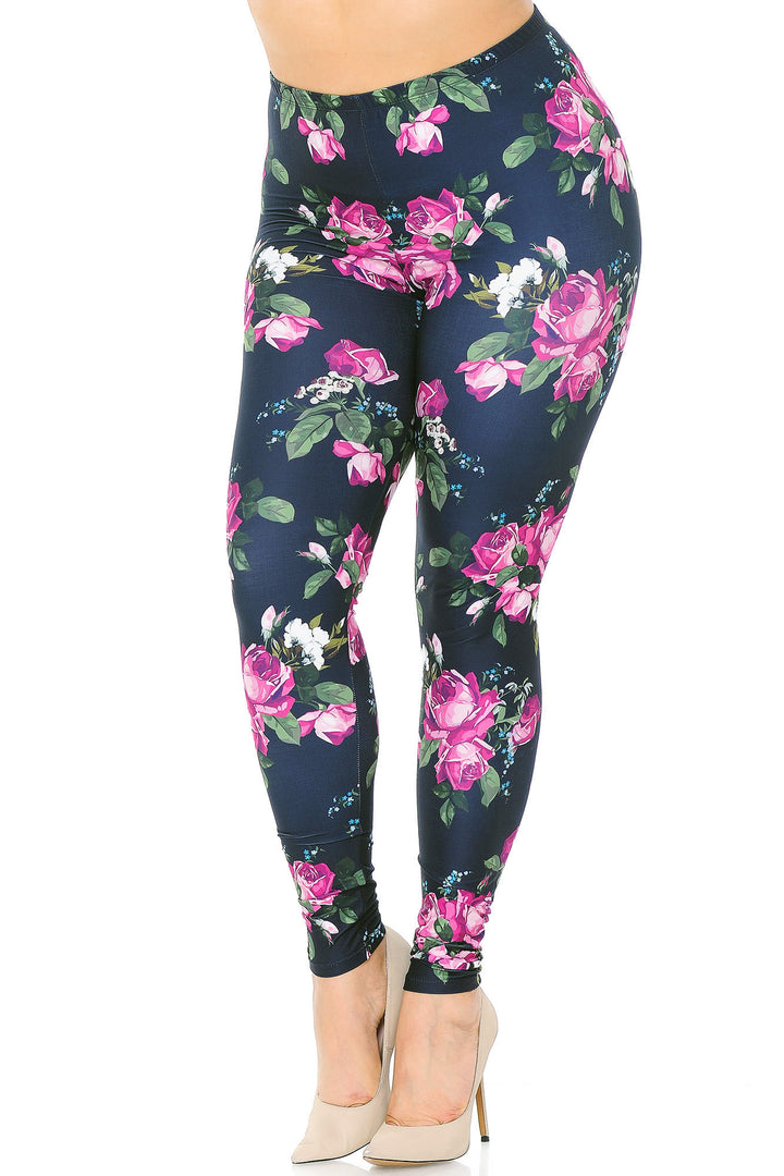 Wholesale Creamy Soft Fuchsia Rose Plus Size Leggings - USA Fashion