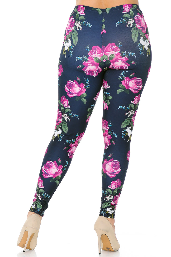 Wholesale Creamy Soft Fuchsia Rose Plus Size Leggings - USA Fashion
