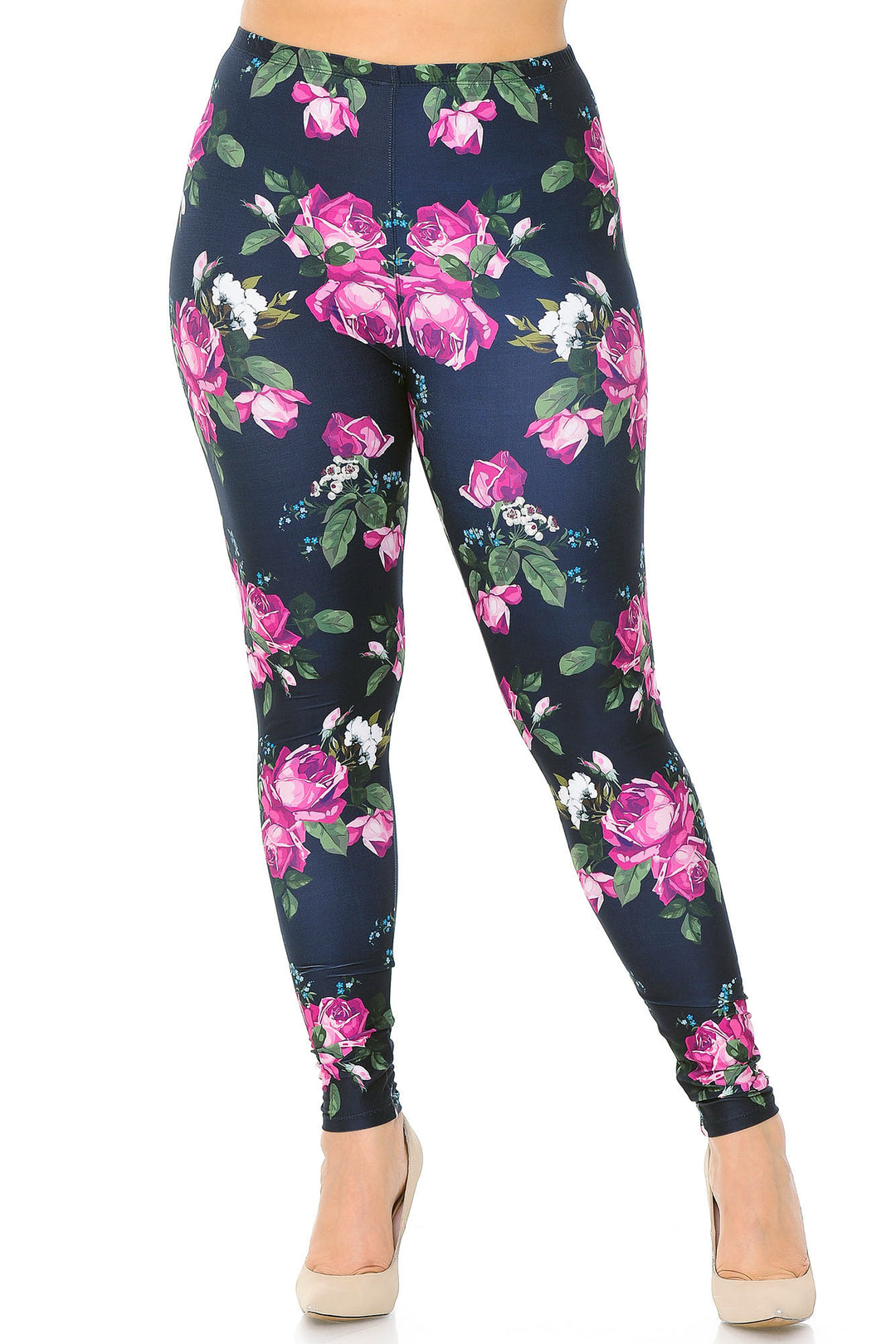 Wholesale Creamy Soft Fuchsia Rose Plus Size Leggings - USA Fashion