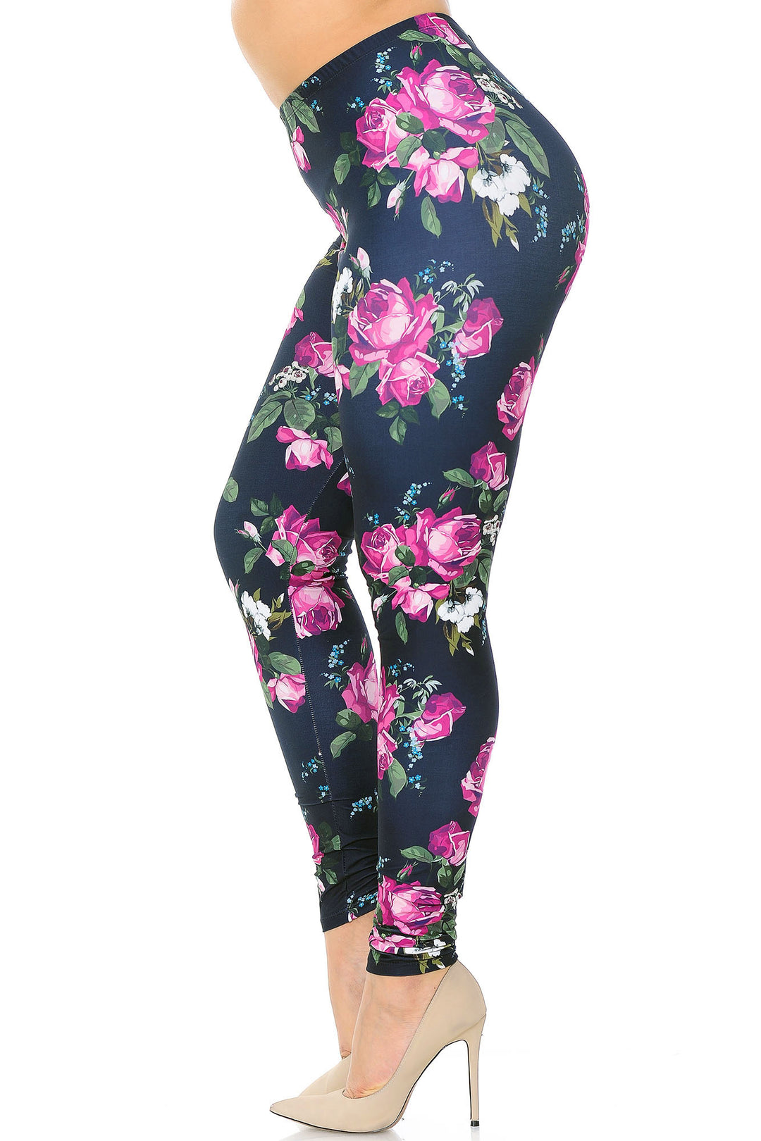 Wholesale Creamy Soft Fuchsia Rose Plus Size Leggings - USA Fashion