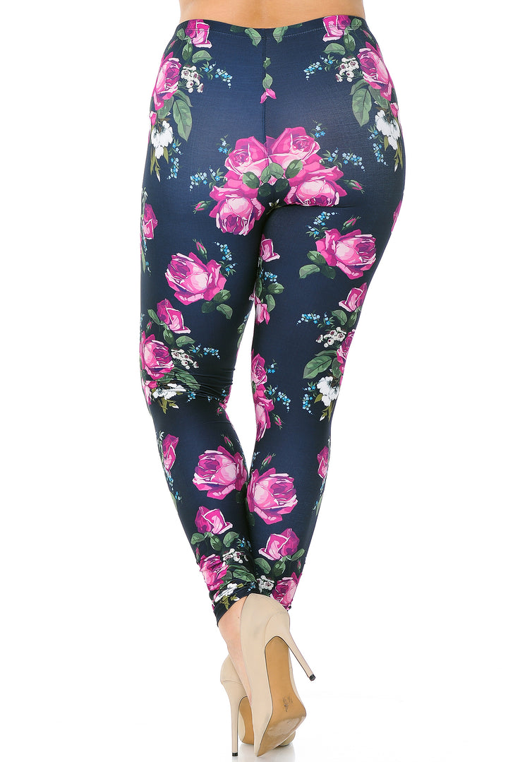 Wholesale Creamy Soft Fuchsia Rose Plus Size Leggings - USA Fashion