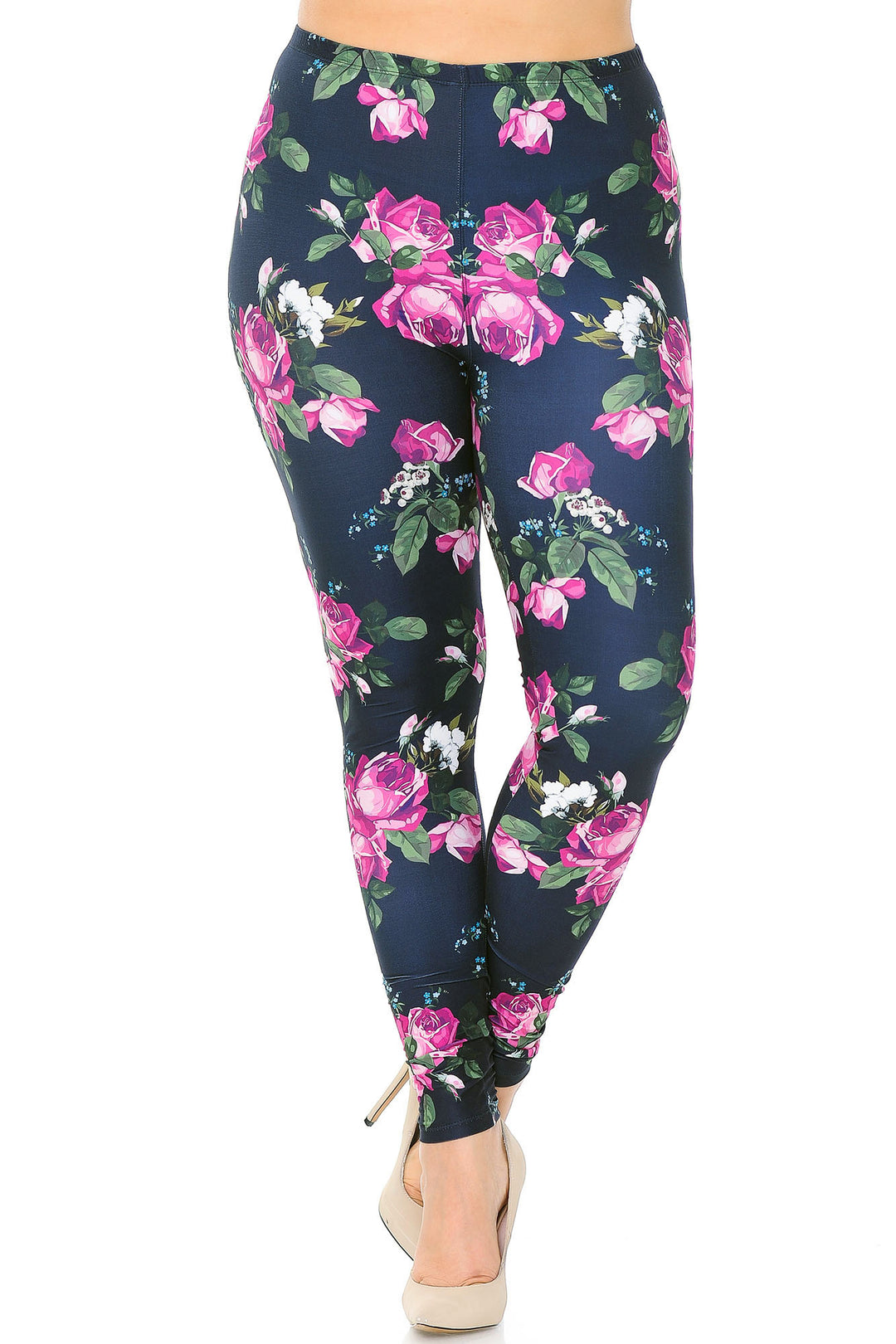 Wholesale Creamy Soft Fuchsia Rose Plus Size Leggings - USA Fashion
