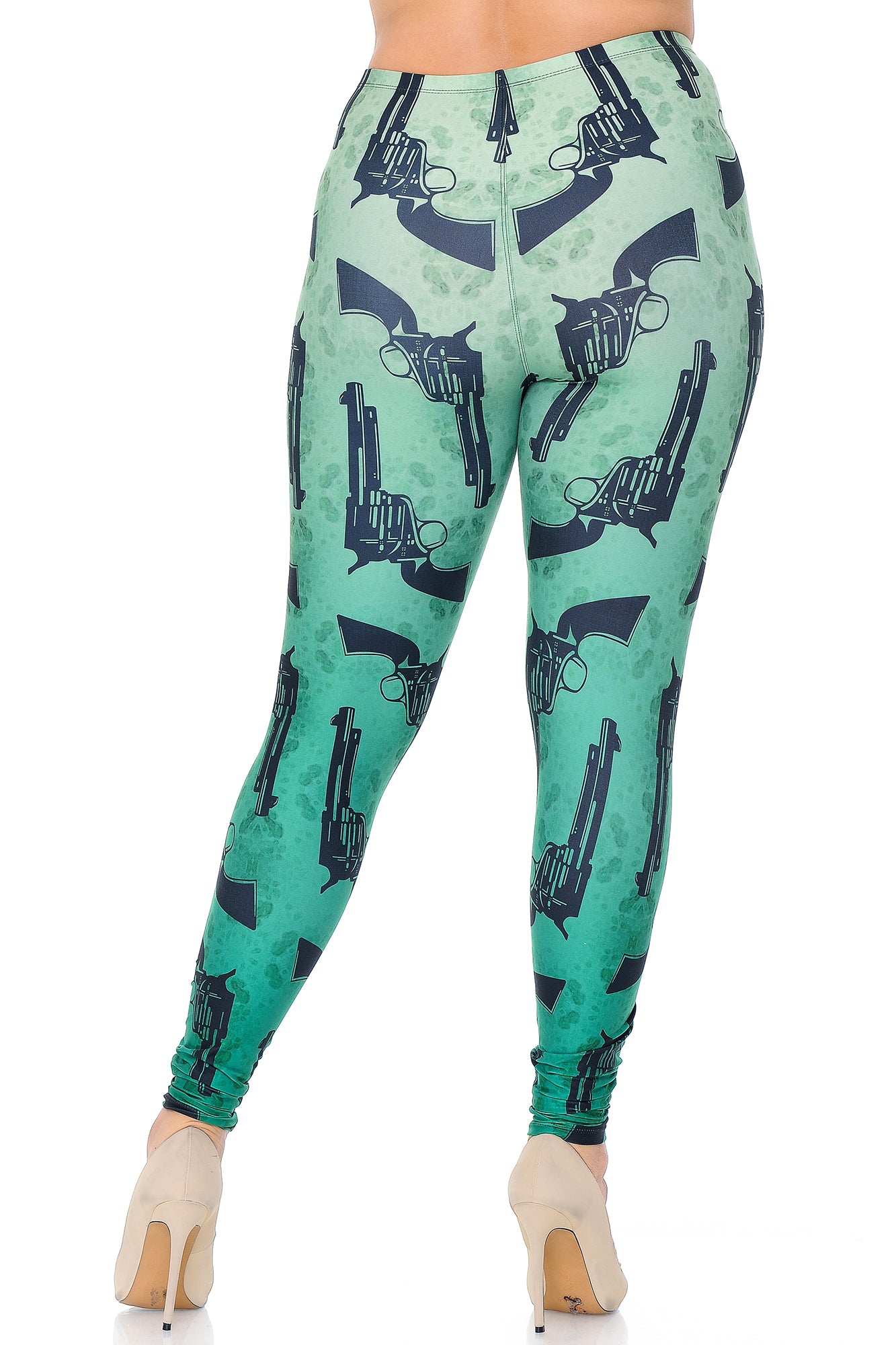 Wholesale Creamy Soft Ombre Green Guns Plus Size Leggings - USA Fashion