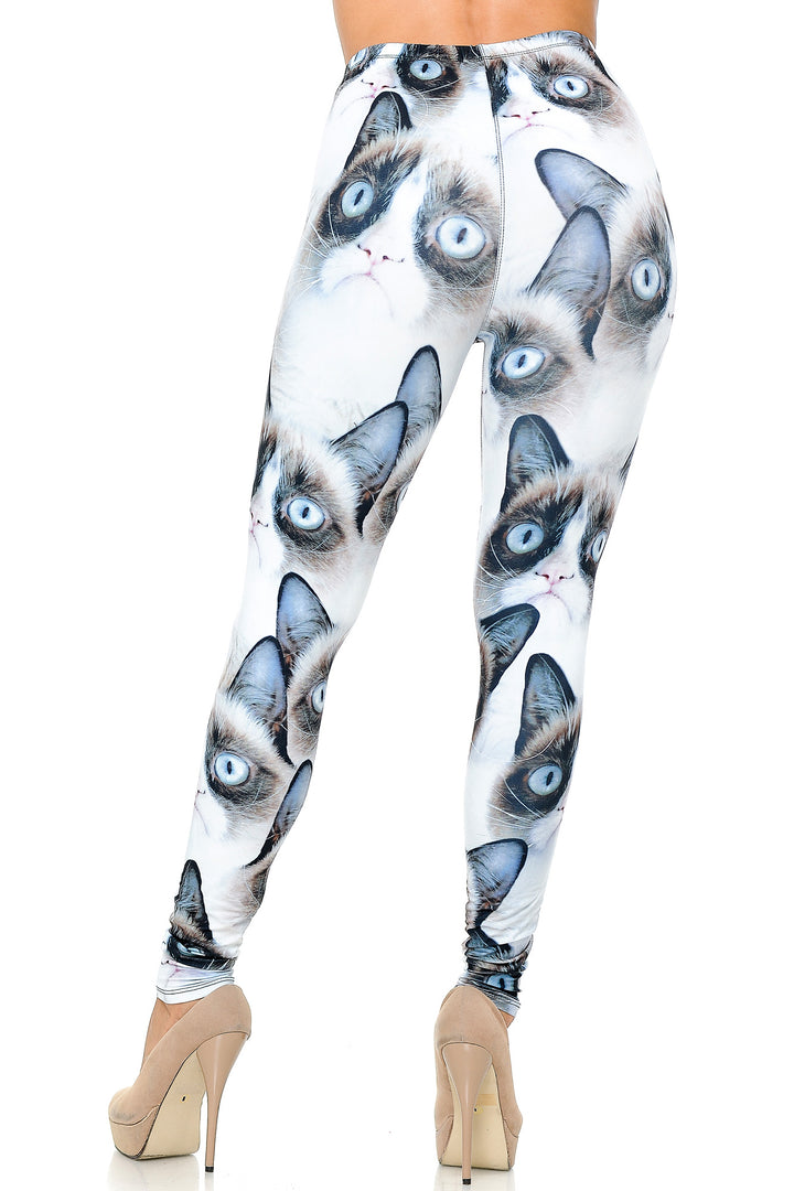Wholesale Creamy Soft Grumpy Cat Plus Size Leggings - USA Fashion