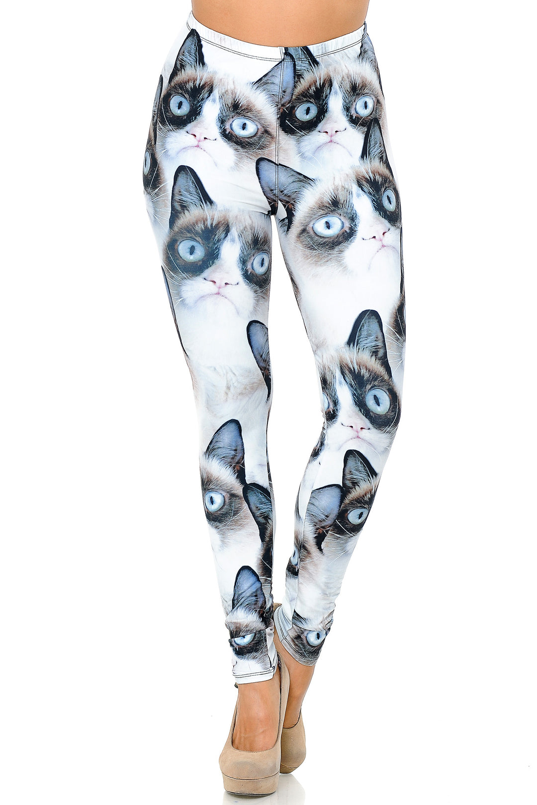 Wholesale Creamy Soft Grumpy Cat Plus Size Leggings - USA Fashion