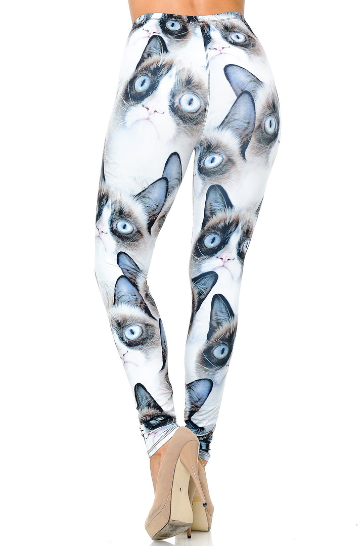 Wholesale Creamy Soft Grumpy Cat Plus Size Leggings - USA Fashion