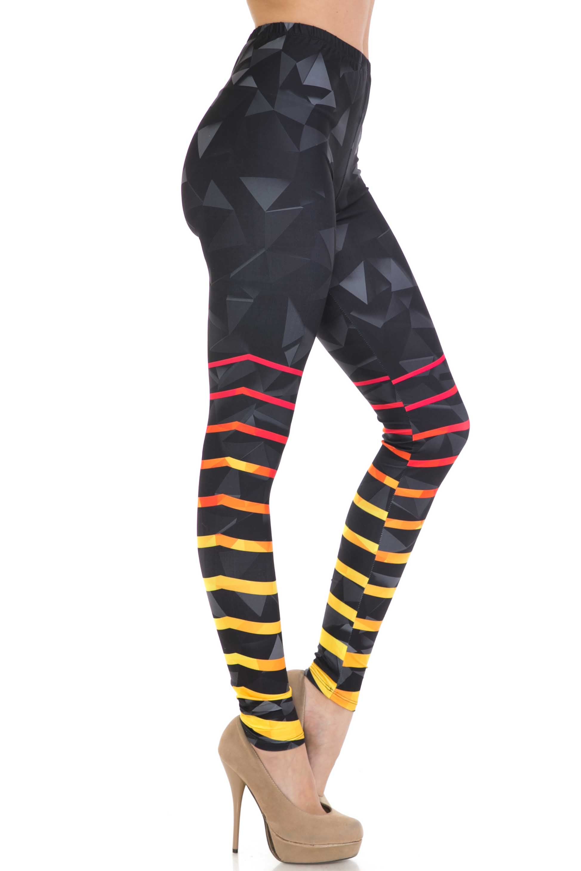 Wholesale Creamy Soft 3D Harmonic Angles Plus Size Leggings - USA Fashion