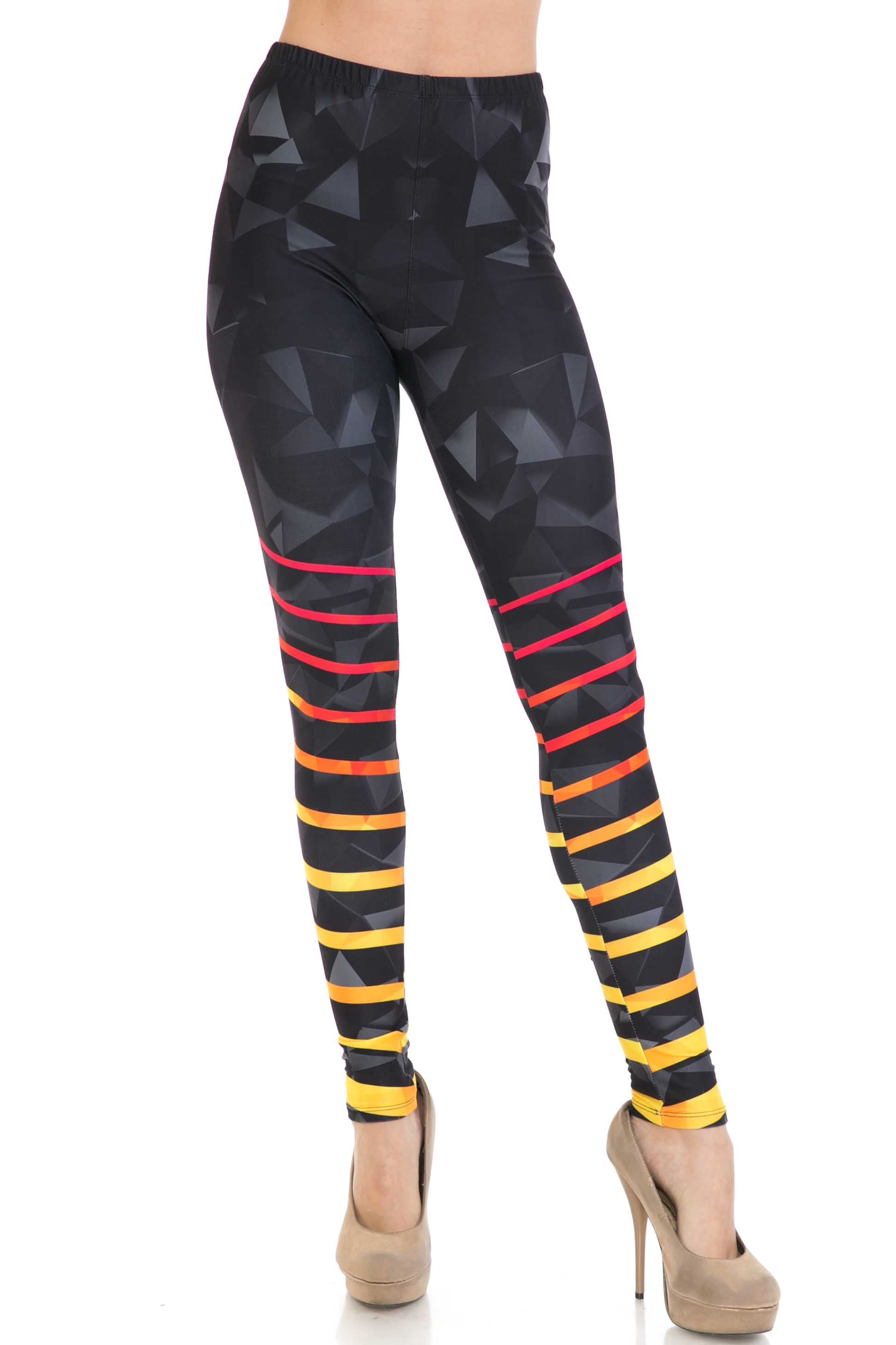 Wholesale Creamy Soft 3D Harmonic Angles Plus Size Leggings - USA Fashion