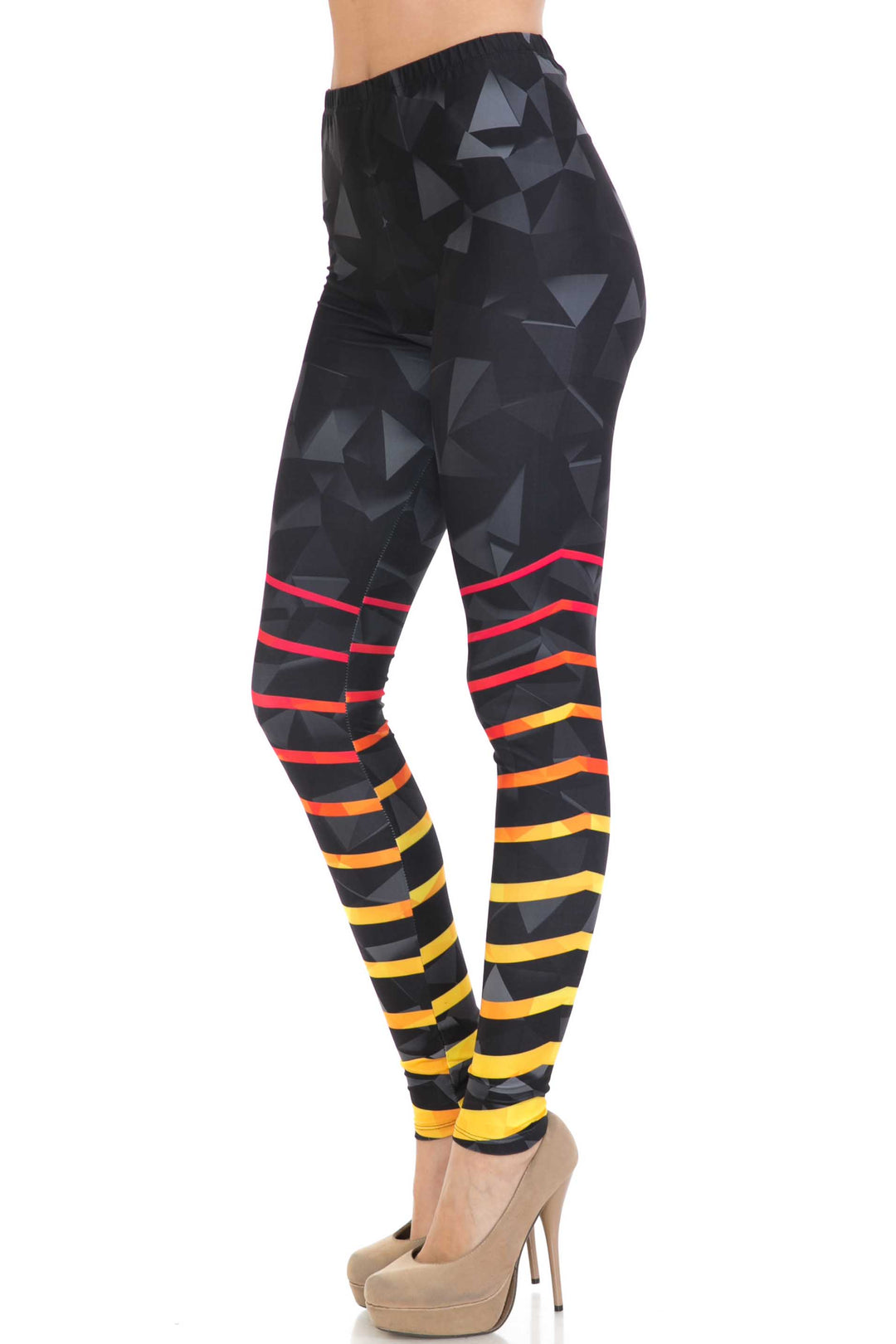 Wholesale Creamy Soft 3D Harmonic Angles Plus Size Leggings - USA Fashion