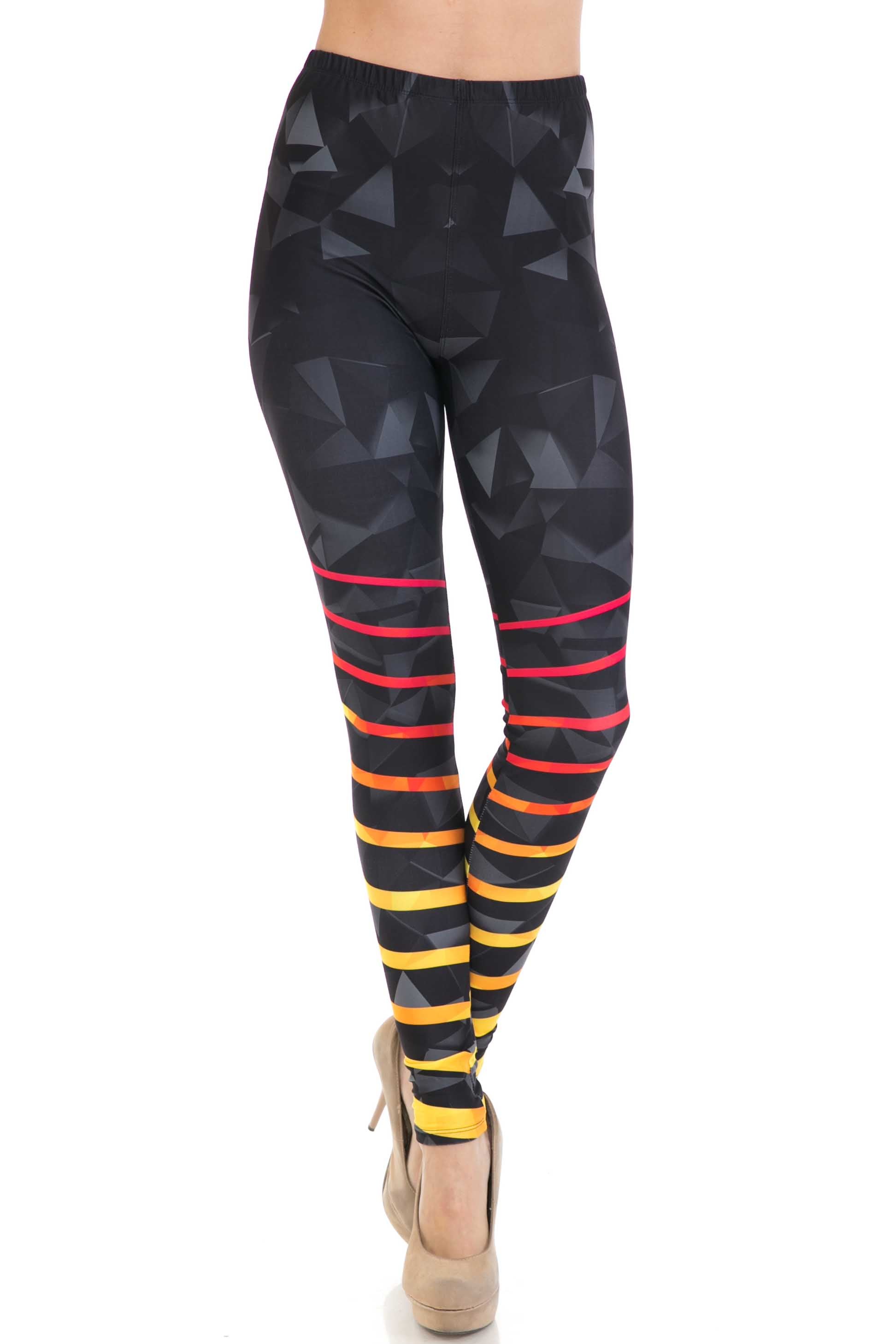 Wholesale Creamy Soft 3D Harmonic Angles Plus Size Leggings - USA Fashion