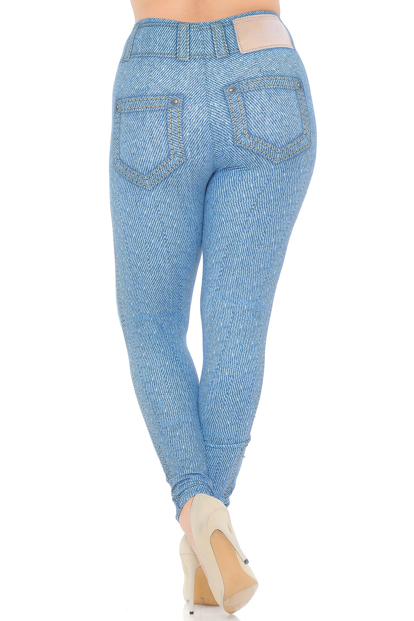 Wholesale Creamy Soft Beautiful Blue Jean Plus Size Leggings - USA Fashion
