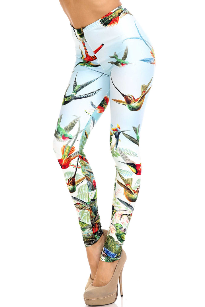 Wholesale Creamy Soft Happy Hummingbirds Plus Size Leggings - USA Fashion
