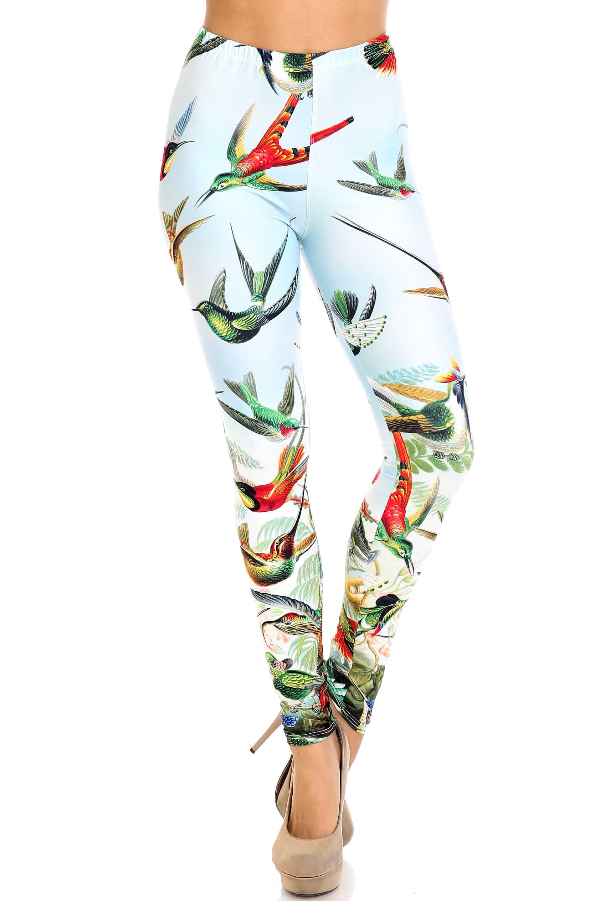 Wholesale Creamy Soft Happy Hummingbirds Plus Size Leggings - USA Fashion