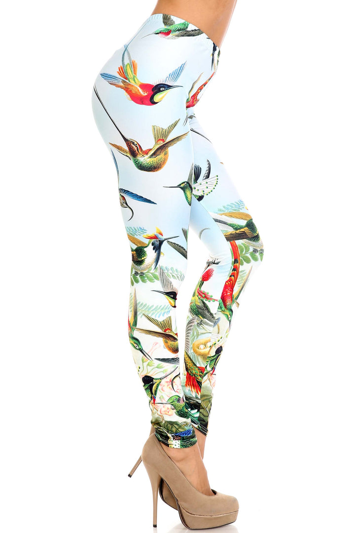 Wholesale Creamy Soft Happy Hummingbirds Plus Size Leggings - USA Fashion