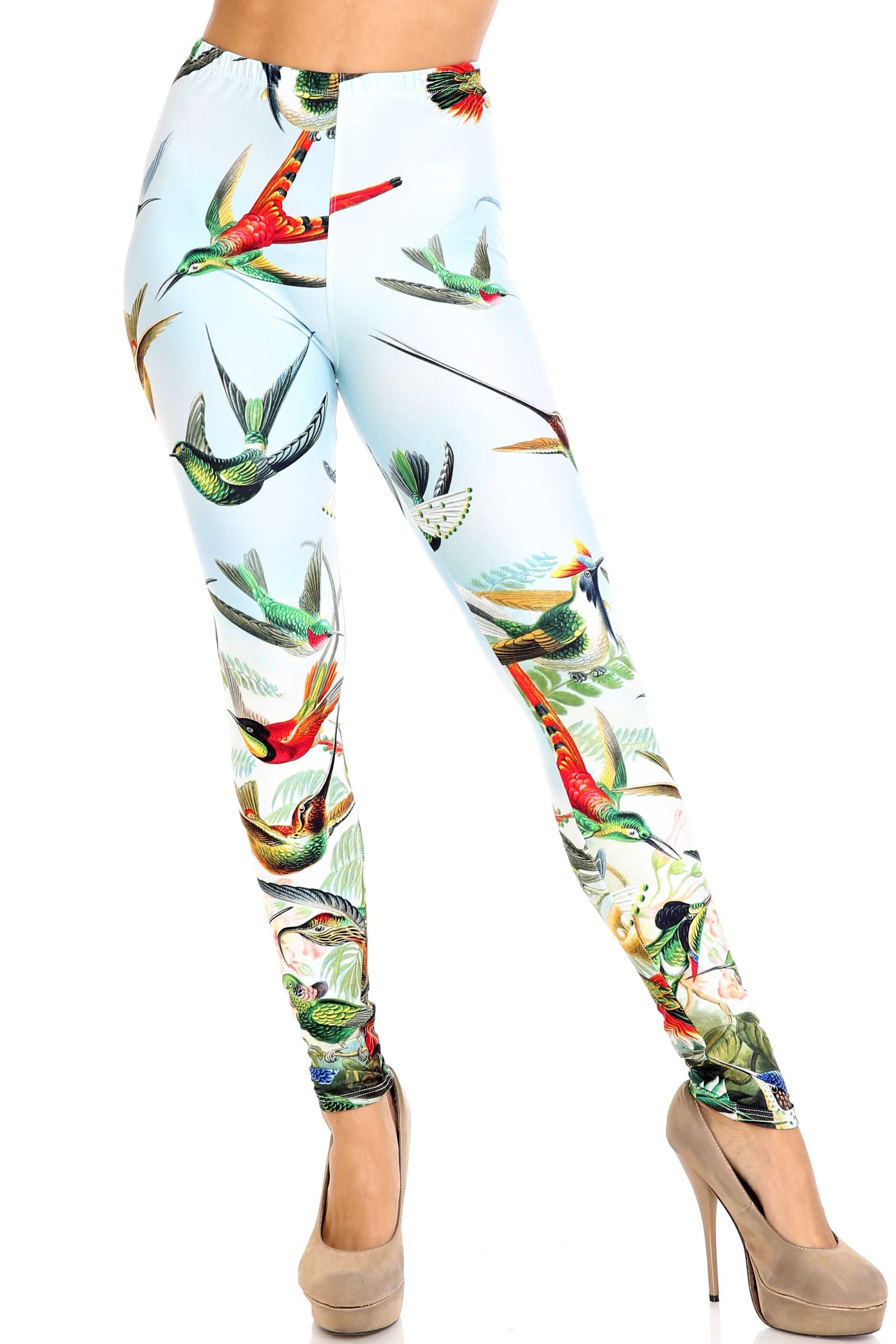 Wholesale Creamy Soft Happy Hummingbirds Plus Size Leggings - USA Fashion