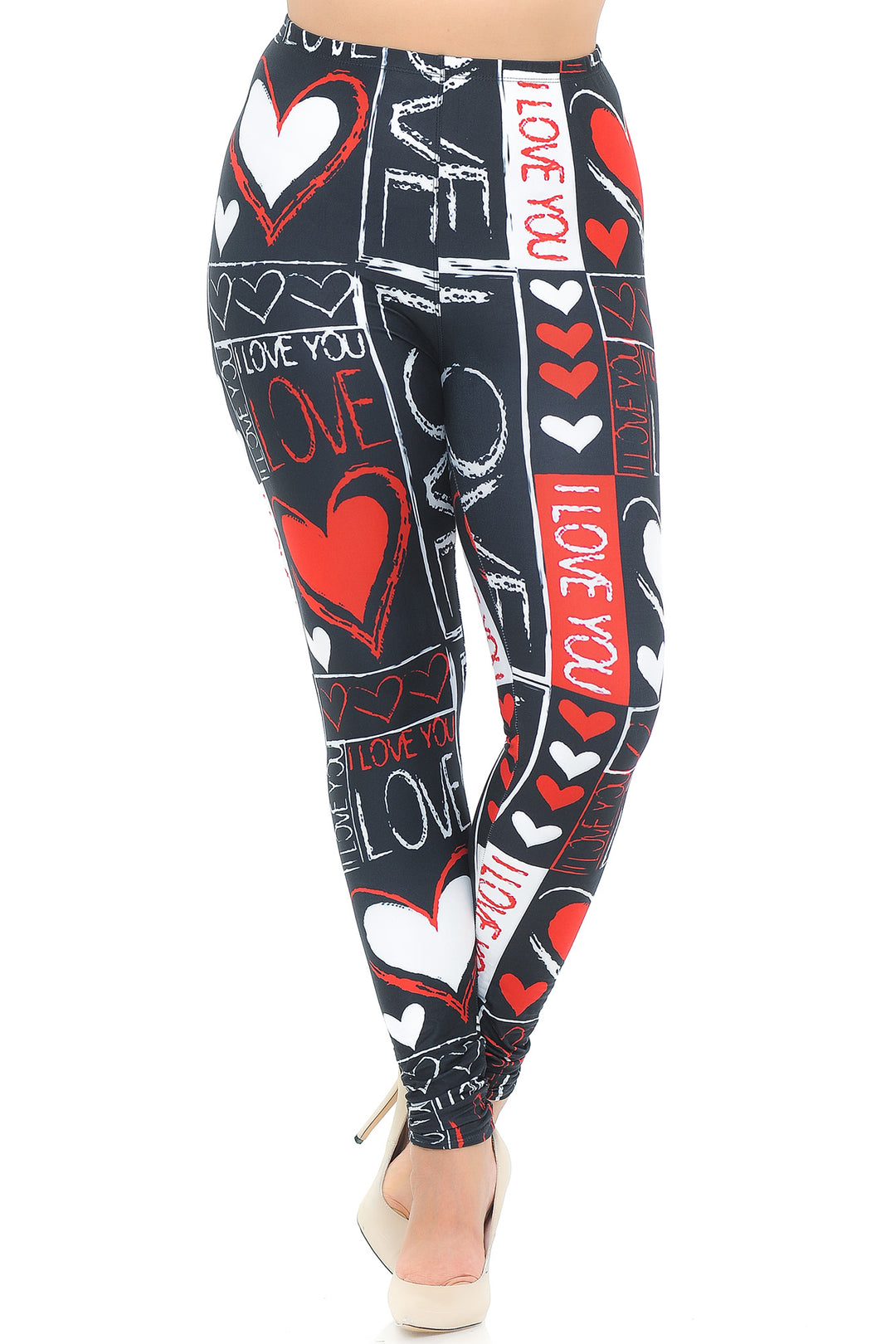 Wholesale Creamy Soft Heart and Love Plus Size Leggings - USA Fashion