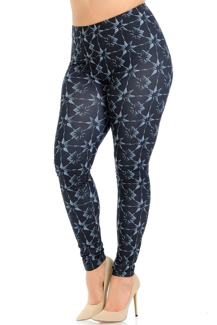 Wholesale Creamy Soft Metallic Stars Plus Size Leggings