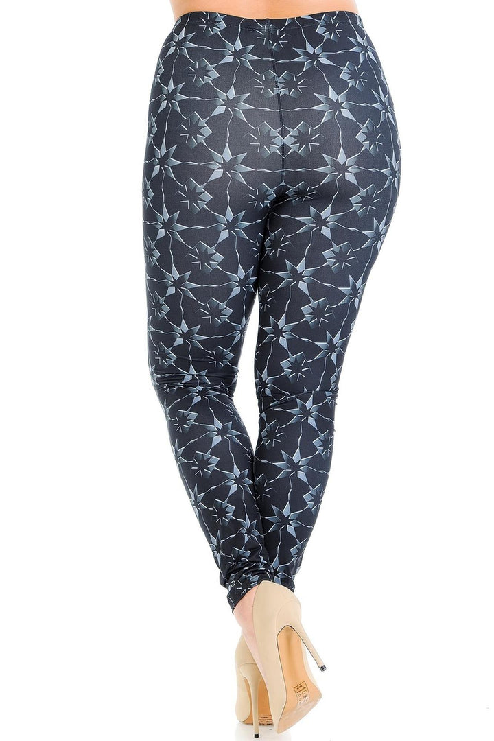 Wholesale Creamy Soft Metallic Stars Plus Size Leggings
