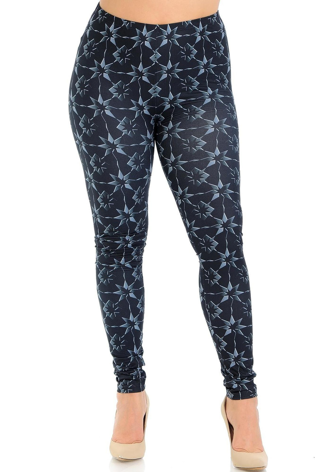Wholesale Creamy Soft Metallic Stars Plus Size Leggings