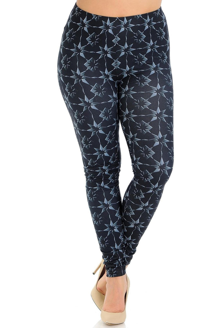 Wholesale Creamy Soft Metallic Stars Plus Size Leggings