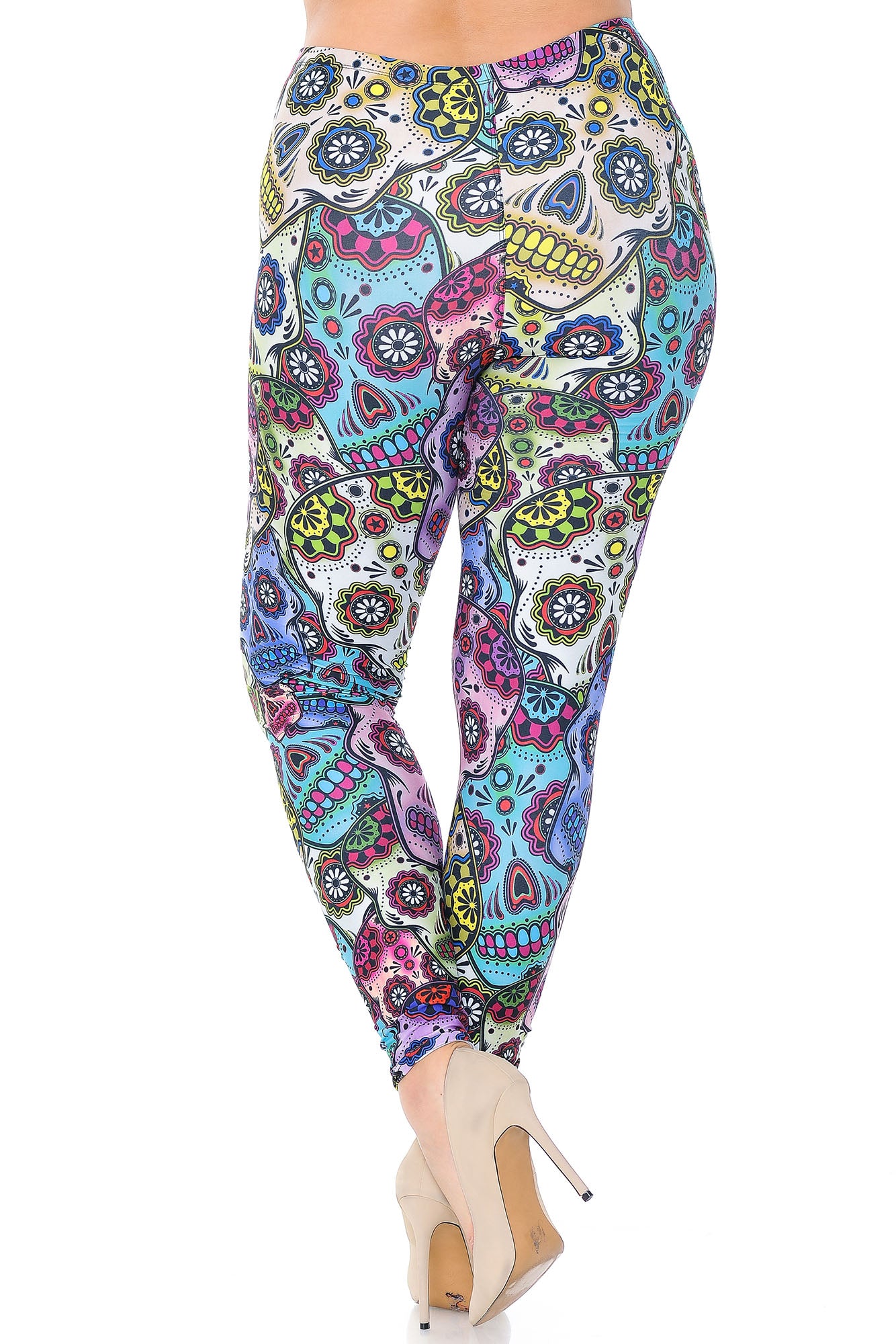 Wholesale Creamy Soft Sugar Skull Plus Size Leggings - USA Fashion